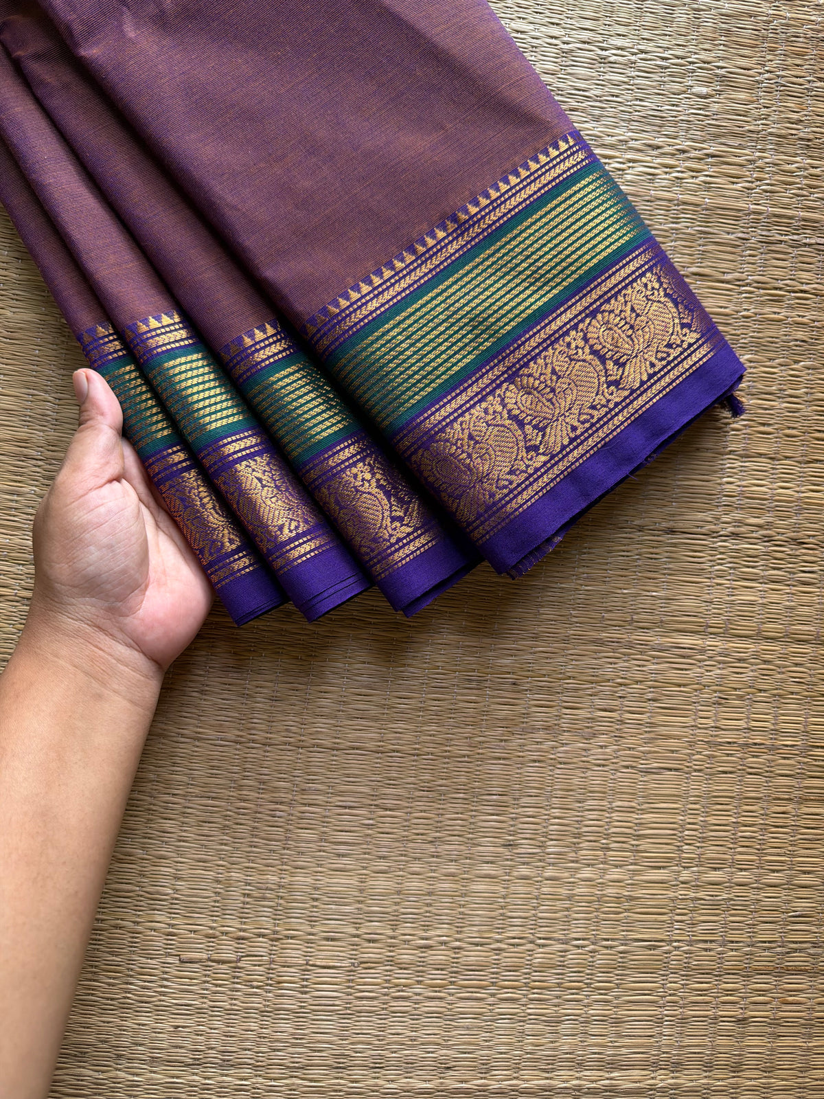 RF1145 Dual tone honey shade Kanchi cotton saree