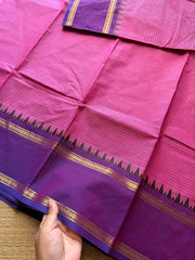 RF236 Pink & Purple combination vintage border Podi Kattam Kanchi cotton saree