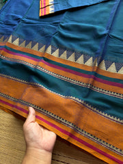 RF568 Peacock blue shade Mercerised Narayanpet cotton saree