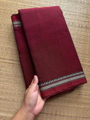 RF379 Maroon shade Narayanpet Mercerised Cotton Saree with small border