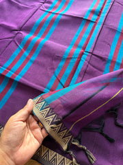 RF220 Purple shade Narayanpet Mercerised cotton saree with small border