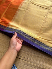 RF979 Mango shade Mercerised soft Narayanpet cotton saree with small contrast thread border