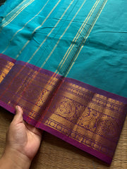 RF599 Sky blue shade with light purple combination Kanchi cotton saree