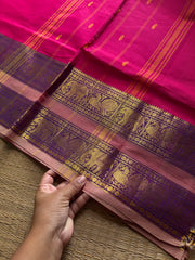 RF1327 Pink shade ~ Kanchi cotton Rettapet border saree