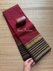 RF32 Reddish Maroon With Back Combination Kanchi Cotton Saree - RF32