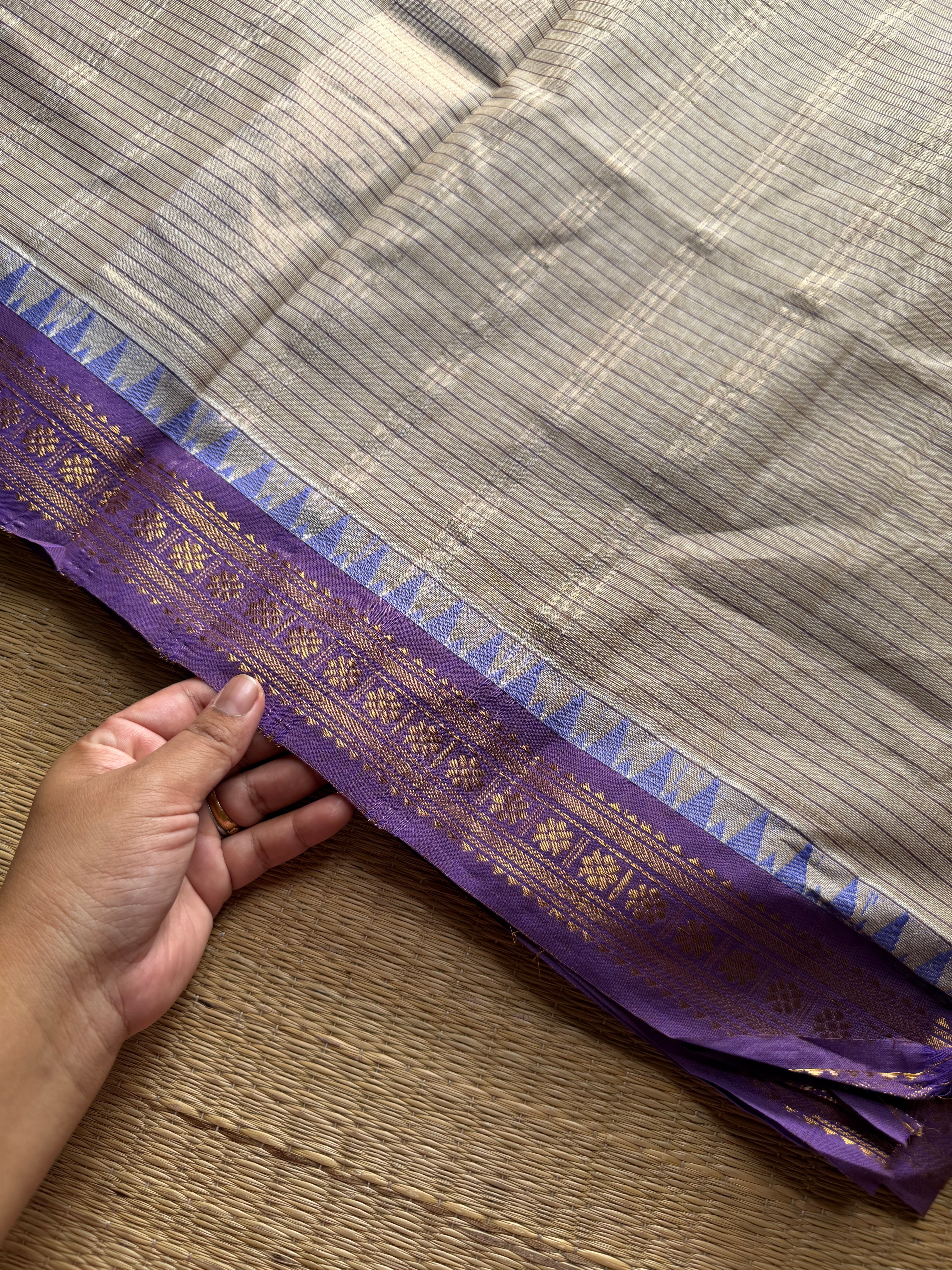 RF1180 Beige shade vintage Podikattam Kanchi cotton saree
