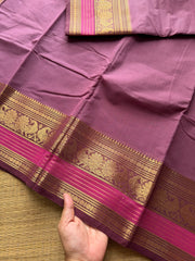 RF401 Onion pink shade Kanchi cotton saree with silk saree inspired Zari border