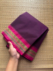 RF396 Purple shade thread border soft Kanchi cotton saree