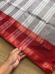 RF1149 Light grey shade Kanchi cotton saree with gap border