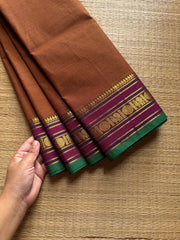 RF689 Silk Saree Inspired Kanchi Cotton saree ~ Honey shade