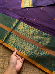 RF1325 Purple & violet mixed shade ~ Kanchi cotton Rettapet border saree