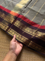 RF1417 Dual tone grey Kanchi cotton saree