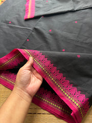 RF360 Soft Kanchi Cotton small thread border saree with handmade thread buttas