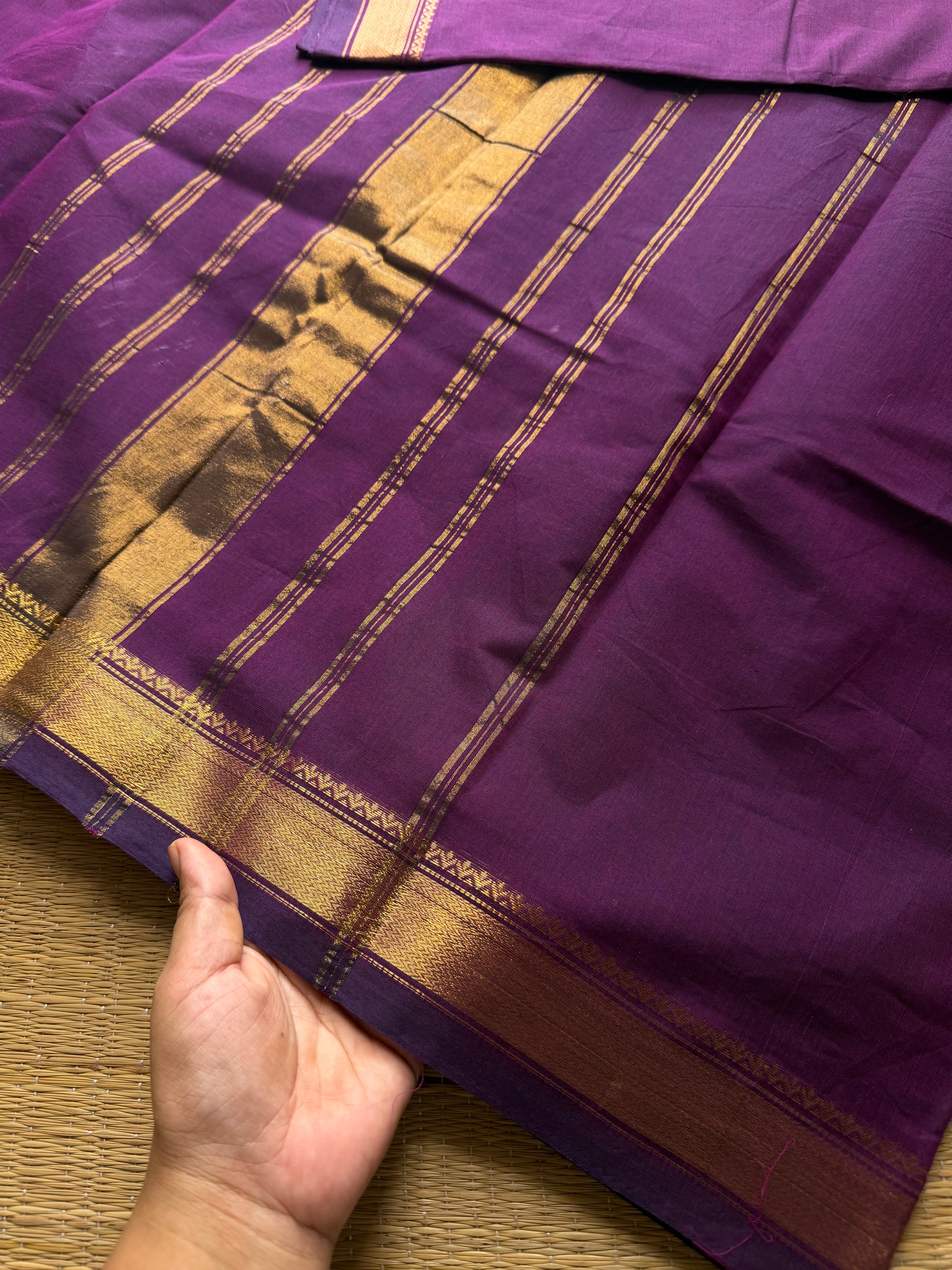 Monotone Purple Shade small border Kanchi cotton saree