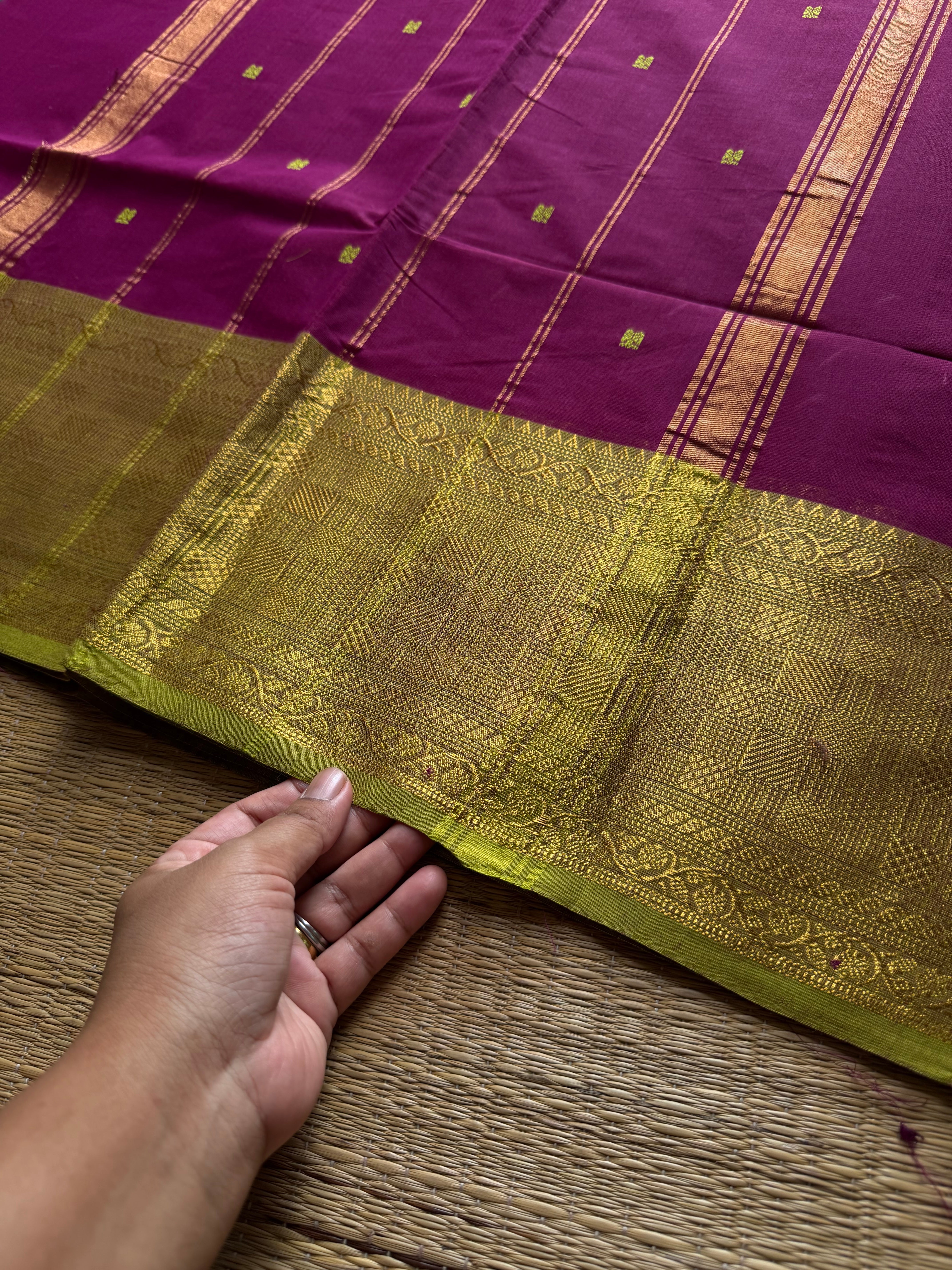 RF834 Silk saree inspired Kanchi cotton saree ~ Magenta Pink Shade