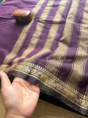 RF99 Dark Wine Shade Mercerised Narayanpet Cotton Saree With Small Border
