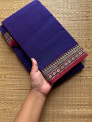 RF869 Blue and purple mixed dual tone shade Mercerised Narayanpet cotton saree with small thread border