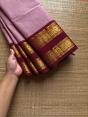 RF1102 Light pastel pink ~ Gap Border Kanchi Cotton saree