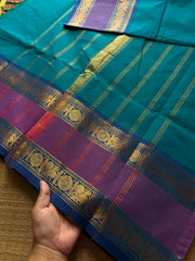 RF469 Ramablue shade Kanchi cotton saree with Annam pattern gap border