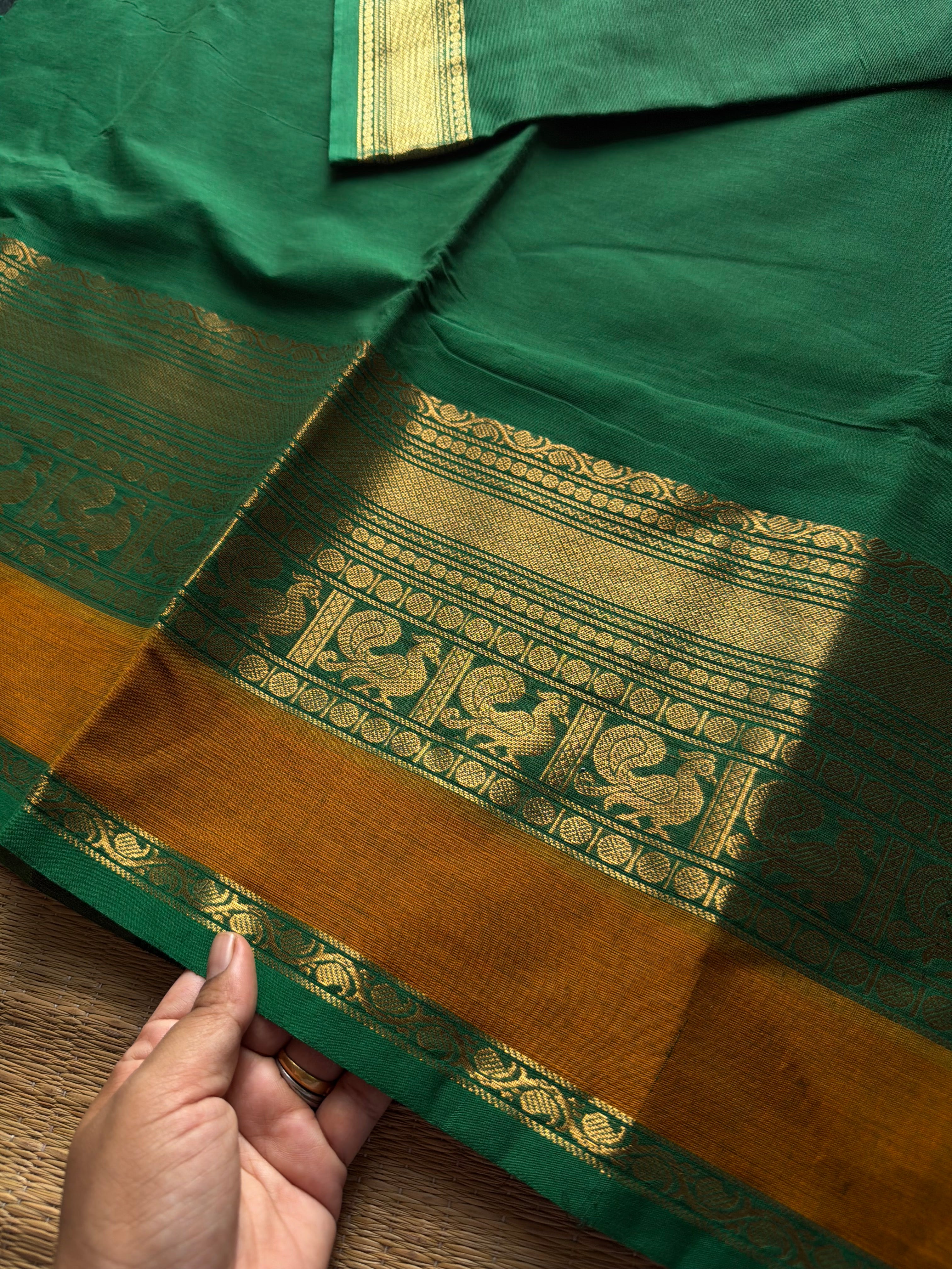 RF1421 Green shade Kanchi cotton saree