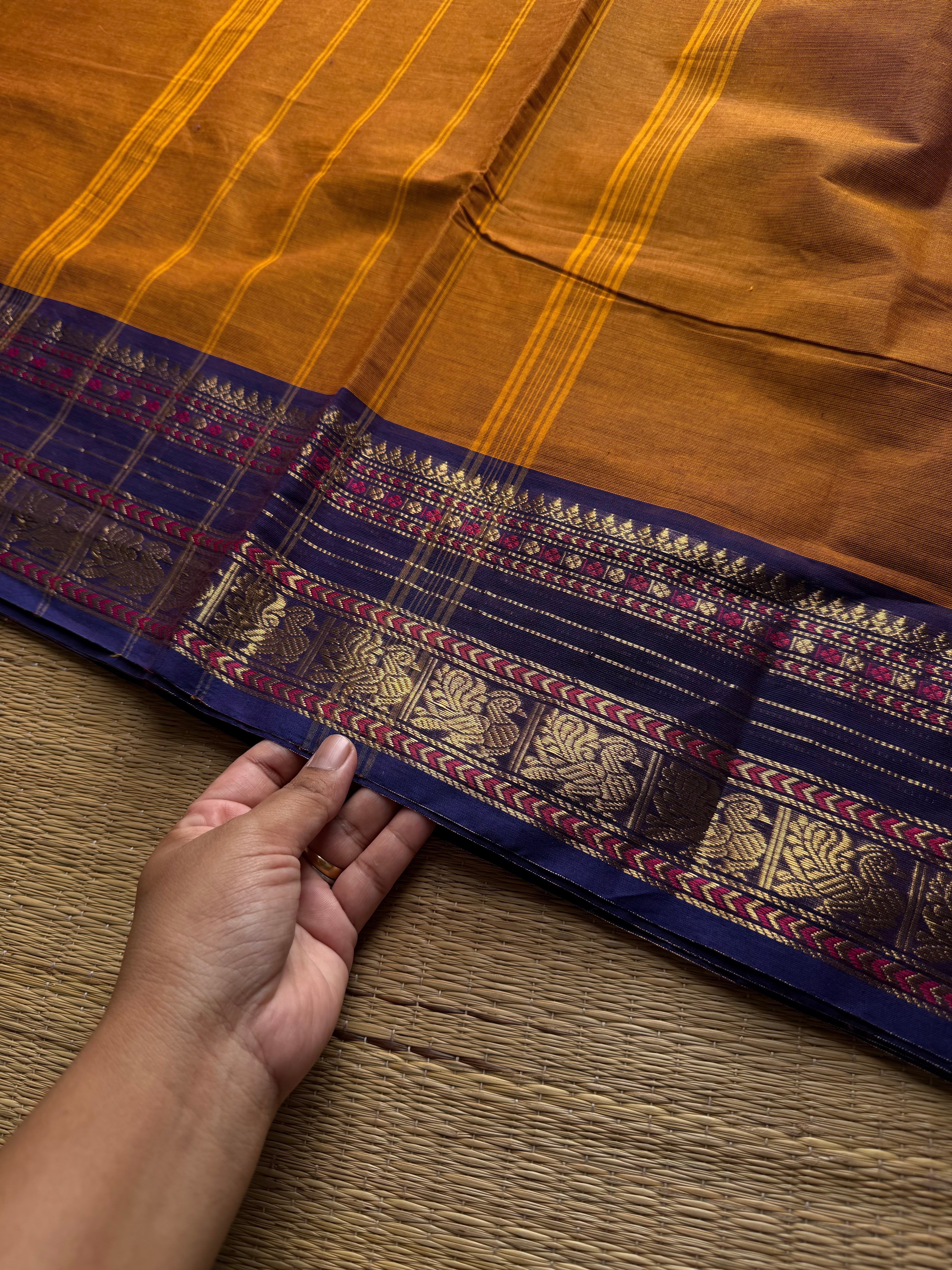 RF936 Mustard shade ~ Silk saree inspired Kanchi cotton saree