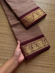 RF501 Biscuit shade with coffee brown combination Vairaoosi pattern Kanchi cotton saree