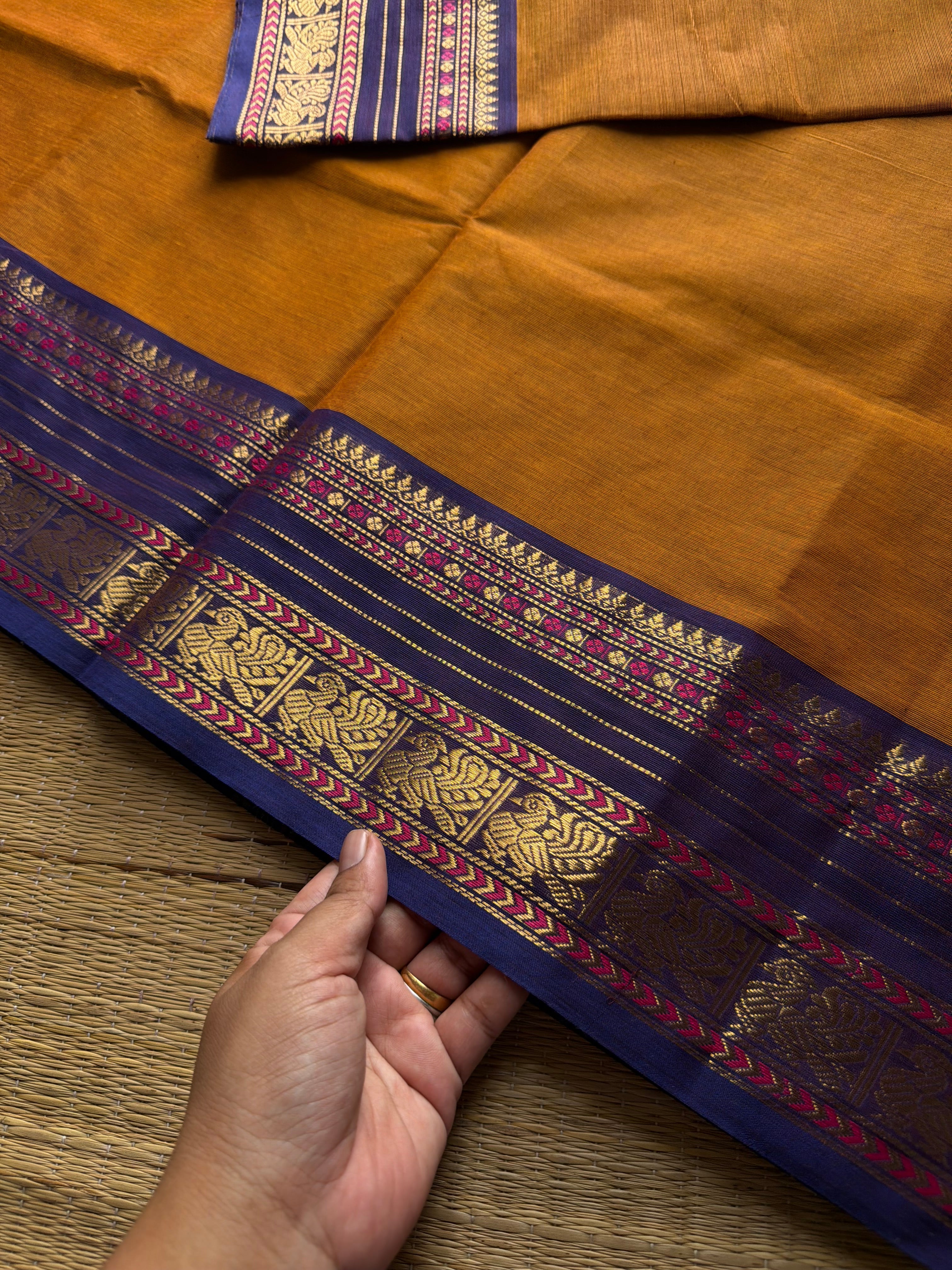 RF936 Mustard shade ~ Silk saree inspired Kanchi cotton saree