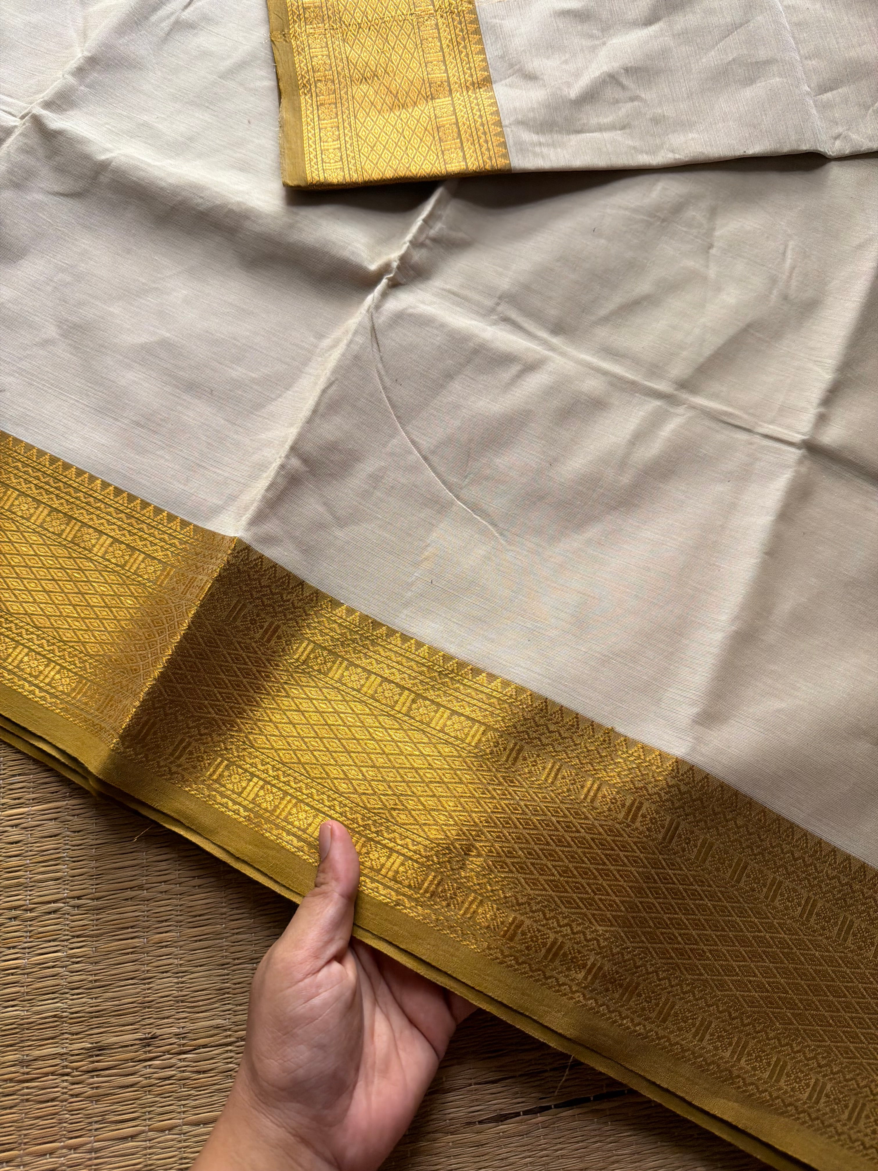RF407 Cream Shade Kanchi Cotton Saree