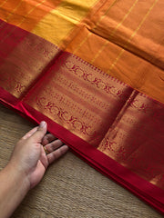 RF1085 Orange shade ~ One side border Kanchi cotton saree