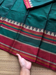 RF566 Bottle green shade Mercerised Narayanpet cotton saree