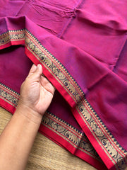RF929 Magenta pink ~ Mercerised Narayanpet soft cotton saree with small thread border