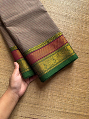 RF1223 Dual tone beige with green Kanchi cotton saree
