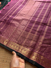 RF588 Dark onion pink with black combination vaira Oosi pattern & contrast mango Zari border
