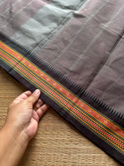 RF999 Grey ~ Small thread border Kanchi cotton saree
