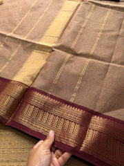 RF208 Biscuit shade with maroon combination Kanchi cotton saree