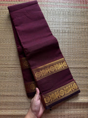 RF464 Maroon shade monotone Kanchi cotton saree with Annam pattern gap / Rettapet border