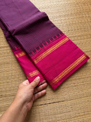 RF623 Premium Vintage Podi Kattam Kanchi Cotton saree ~ Purple with pink shade