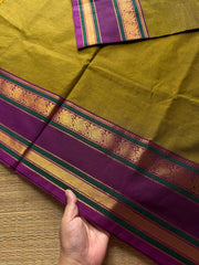 RF498 Mehendi green with dark magenta pink combination Silk saree inspired Kanchi cotton saree