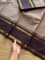 RF1318 Beige & biscuit mixed shade with brown border ~ Vintage Kattam Edition
