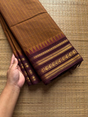RF766 Honey shade with brown combination Kanchi cotton saree