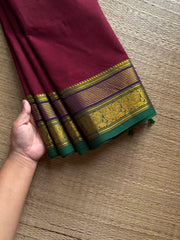 RF1140 Maroon ~ Silk saree inspired Kanchi cotton saree
