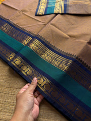 RF943 Dual shade light earthy brown shade Kanchi cotton saree