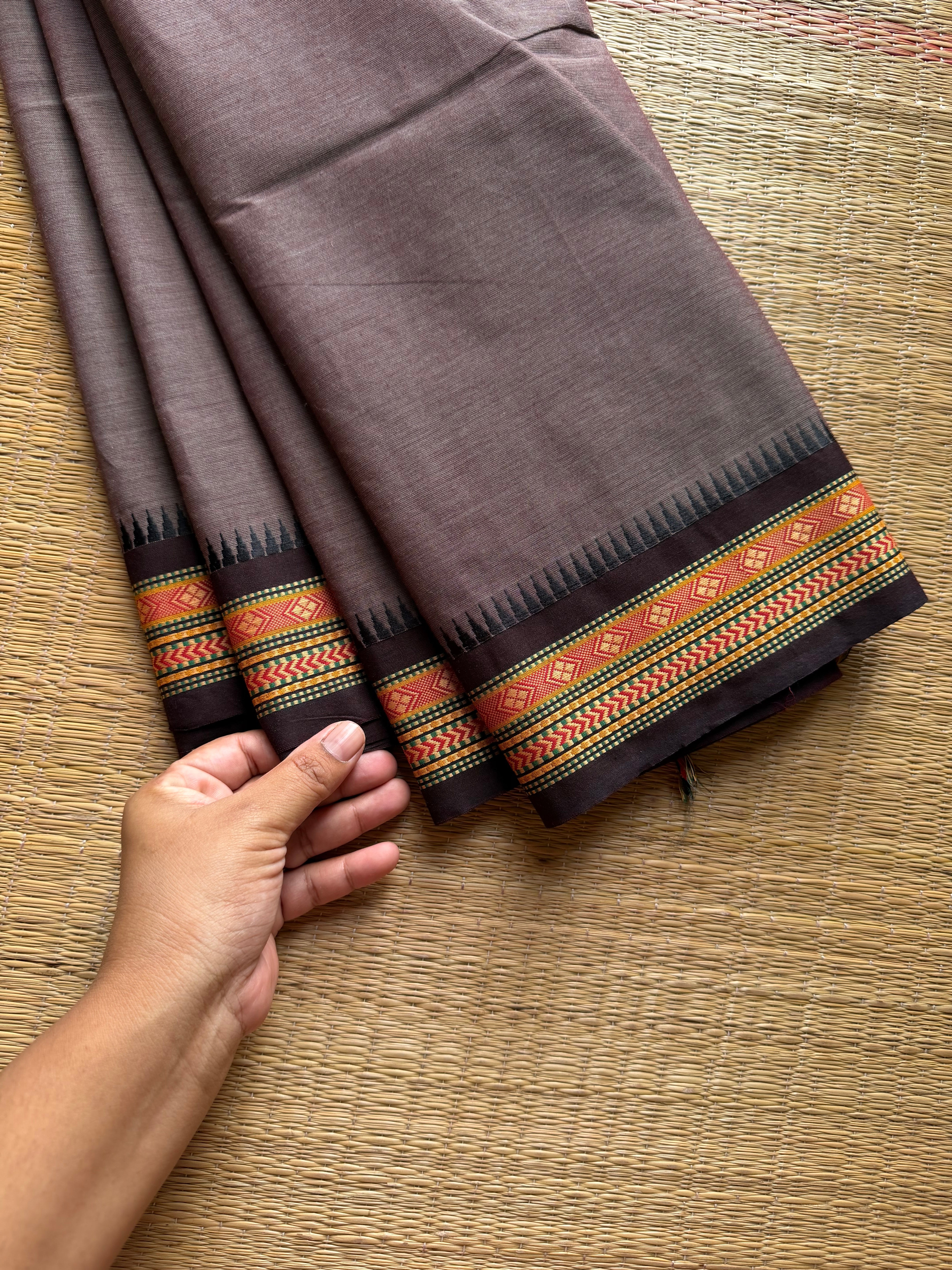 RF999 Grey ~ Small thread border Kanchi cotton saree