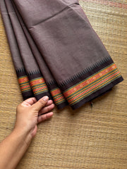 RF999 Grey ~ Small thread border Kanchi cotton saree