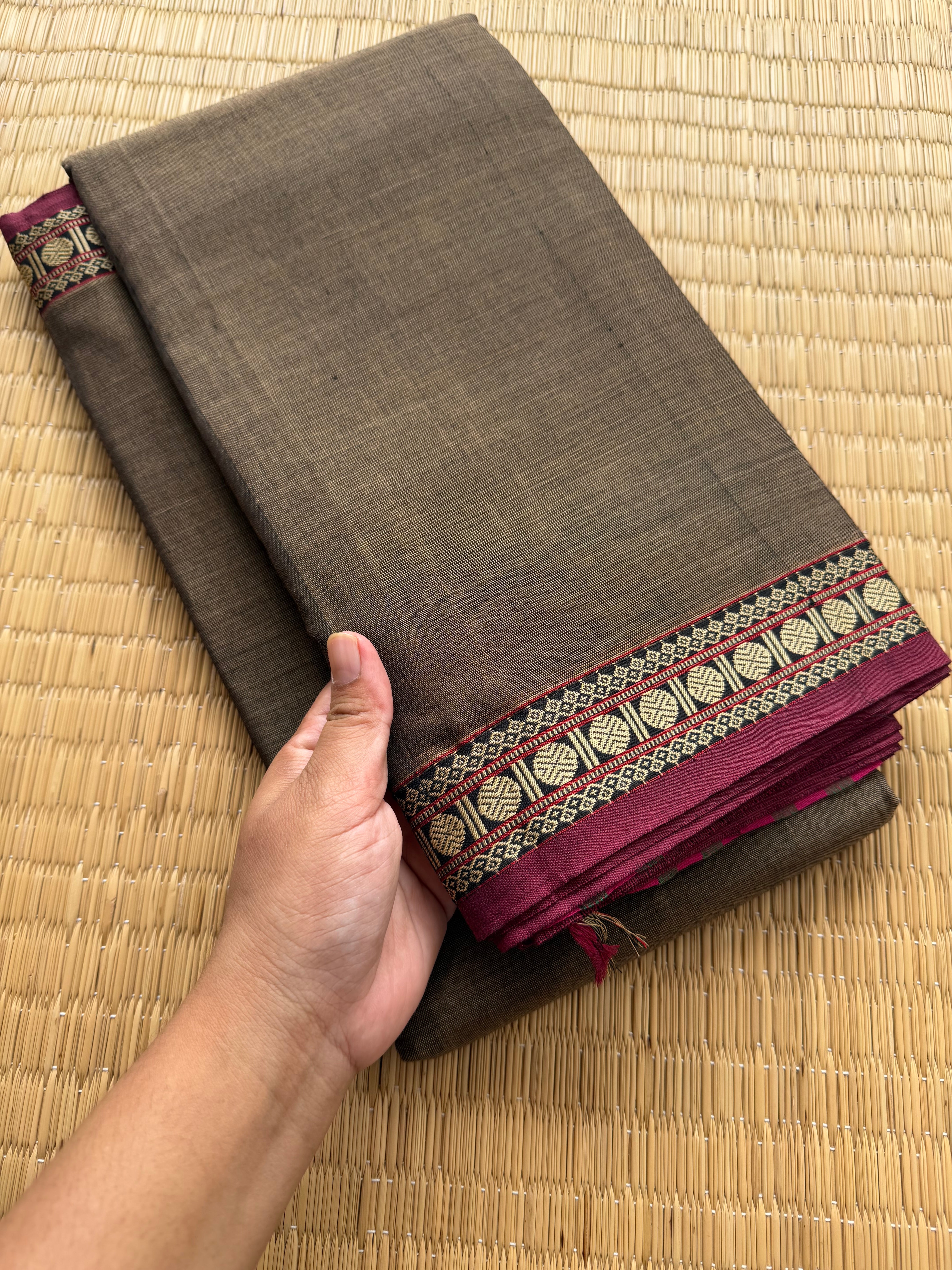 RF143 Grey shade Mercerised Narayanpet Cotton Saree