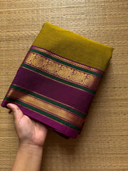 RF498 Mehendi green with dark magenta pink combination Silk saree inspired Kanchi cotton saree