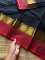 RF1361 Black with red ~ Kanchi Cotton Saree