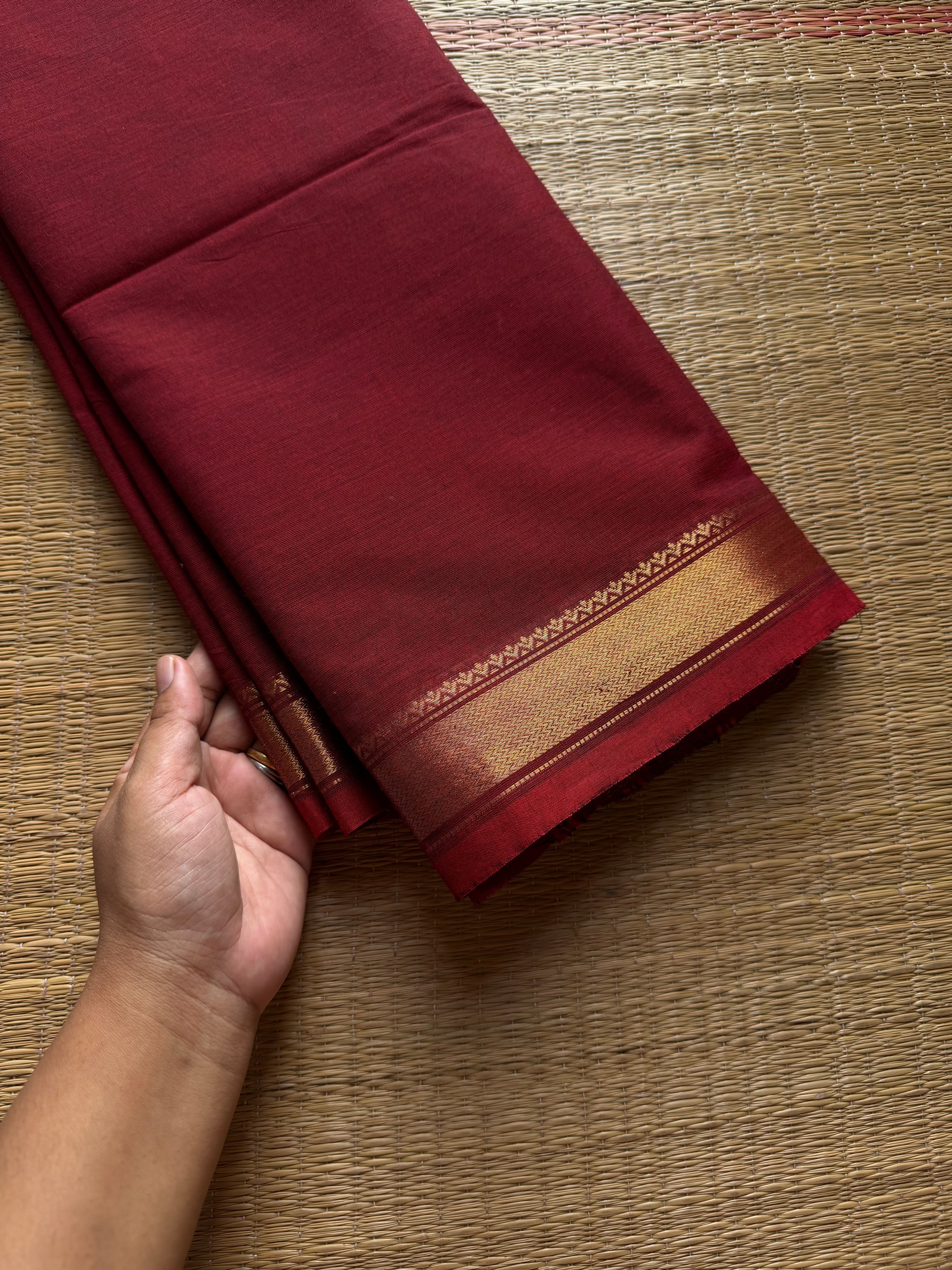 RF993 Maroon ~ Small border Kanchi cotton saree