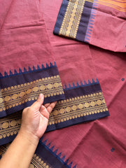RF357 Onion pink shade Soft Kanchi Cotton Saree With Thread Border and handmade thread buttas