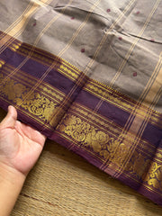 RF1196 Dual tone grey shade Kanchi cotton saree with handmade thread buttas